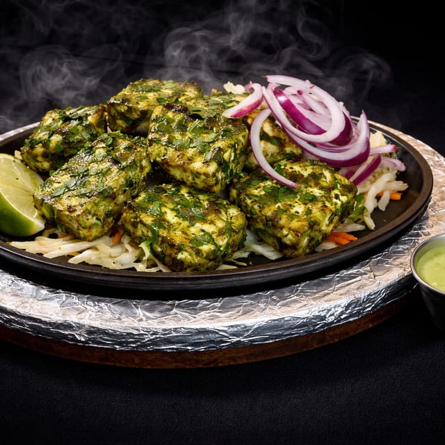 Hariyali Paneer Sizzlers.