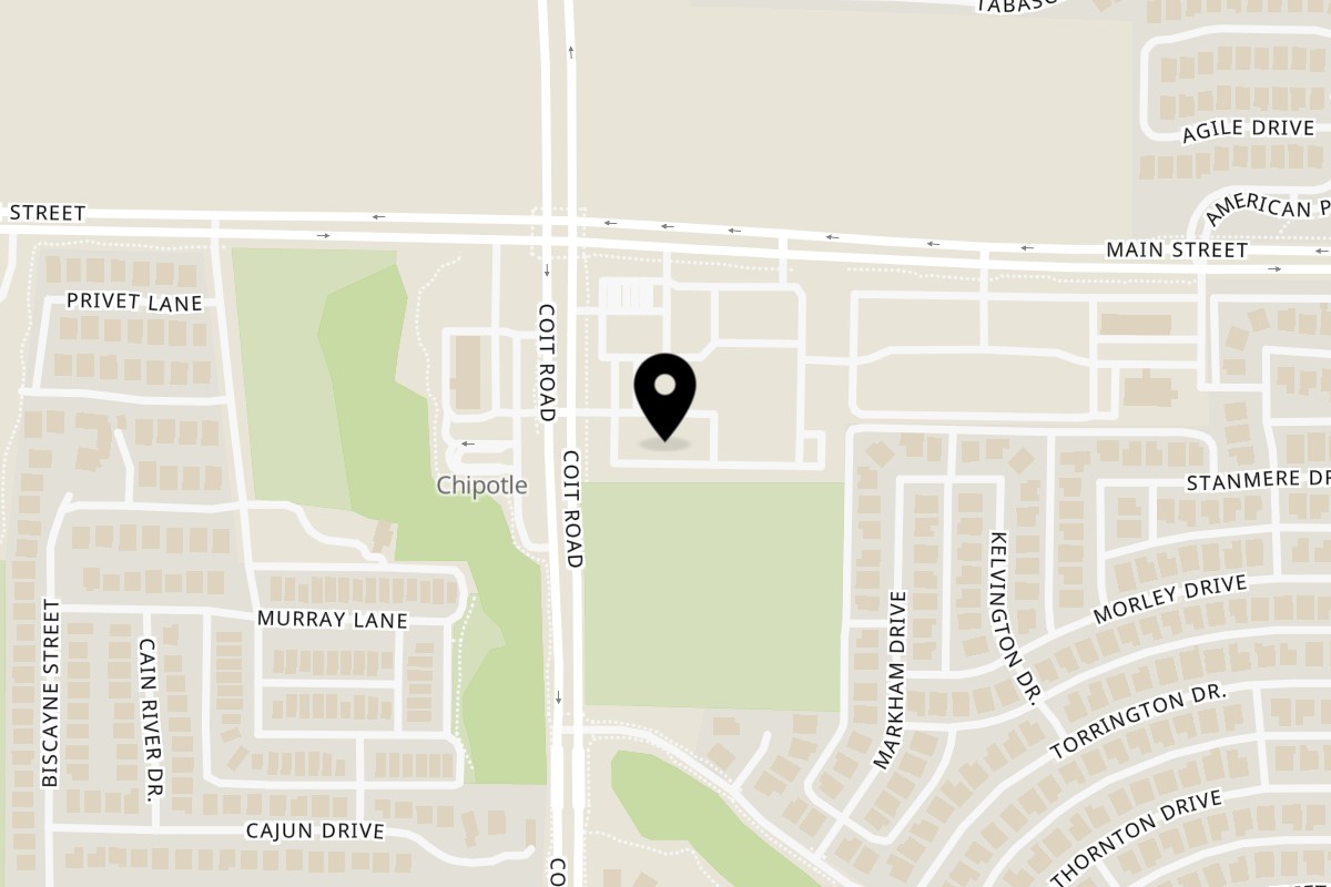 Map showing the location of Blue Fox Sports Bar & Grill on 8870 Coit Rd UNIT 100 in Frisco
